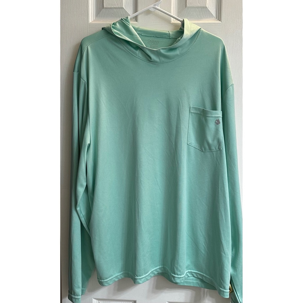 Ocean +Coast Mens XXL Mint Green Sun Protection Hoodie Performance Fishing Shirt